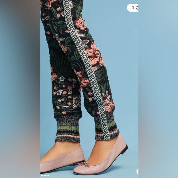 NWT BYRON LARS Beauty Mark Floral Jacquard Brocade Blue Jogger Pants 10 12 - Picture 8 of 12
